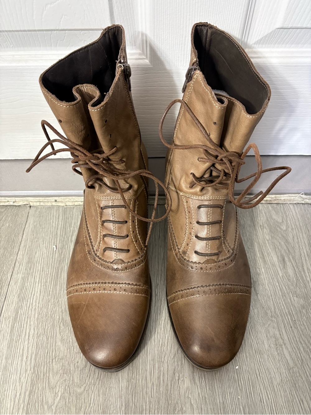 Zara Brown Leather Lace-Up Men's Boots